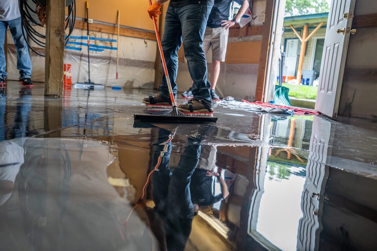 Homeowners are installing a metallic epoxy floor using Leggari epoxy.